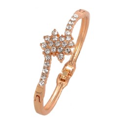 Rose Gold plated with white crystals divine flower shape bracelet 